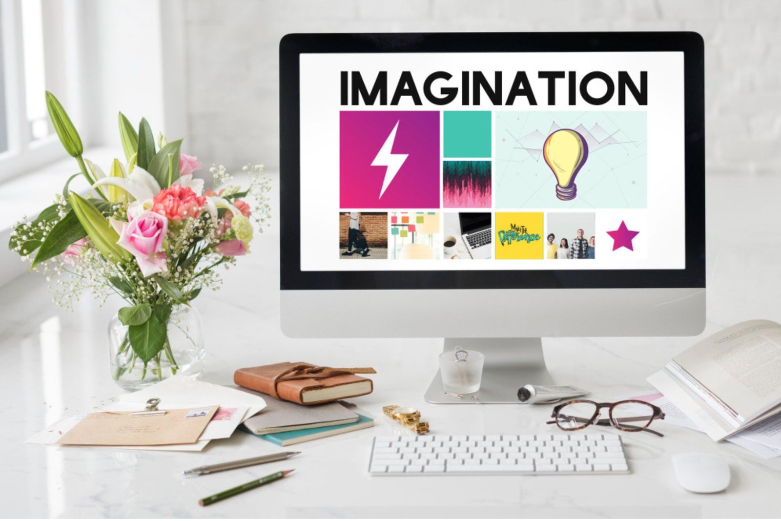 pc with web design